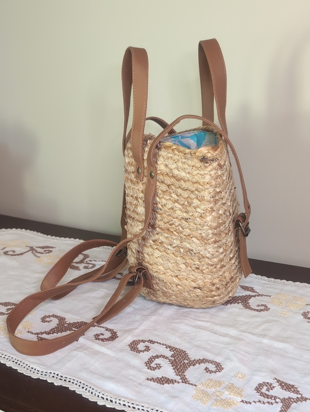 The Shore Break Picnic Cooler Straw Tote Bag by XIX-PALMS - Picture 2 of 6